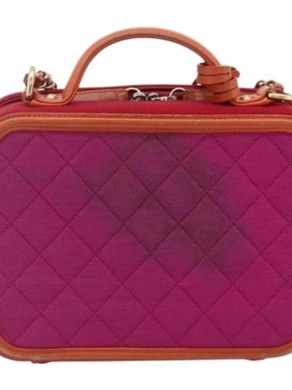 CHANEL CC Filigree Chain Vanity Shoulder Bag Cotton Pink Gold CC Auth 177990